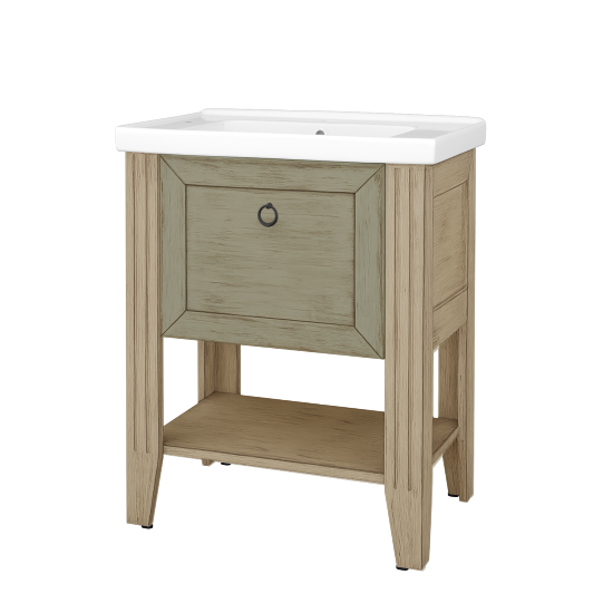 Skrinka pod umývadlo ANTIK SUPZ 70  - M22 Cream mat patina - Úchytka T10 - M23 Mint grey mat patina