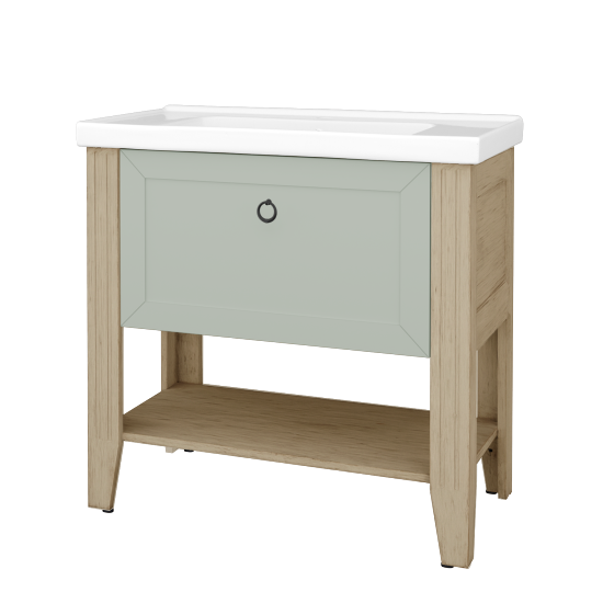 Skrinka pod umývadlo ANTIK SUPZ 90  - M22 Cream mat patina - Úchytka T10 - L20 Mint Grey vysoký lesk