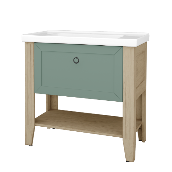 Skrinka pod umývadlo ANTIK SUPZ 90  - M22 Cream mat patina - Úchytka T10 - M18 Mint mat