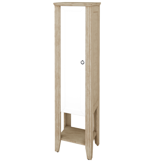 Vysoka kúpeľňova skrinka ANTIK SVDP 53  - M22 Cream mat patina - Úchytka T10 - L01 Biela vysoký lesk