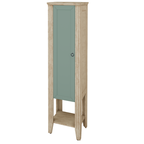 Vysoka kúpeľňova skrinka ANTIK SVDP 53  - M22 Cream mat patina - Úchytka T10 - M18 Mint mat