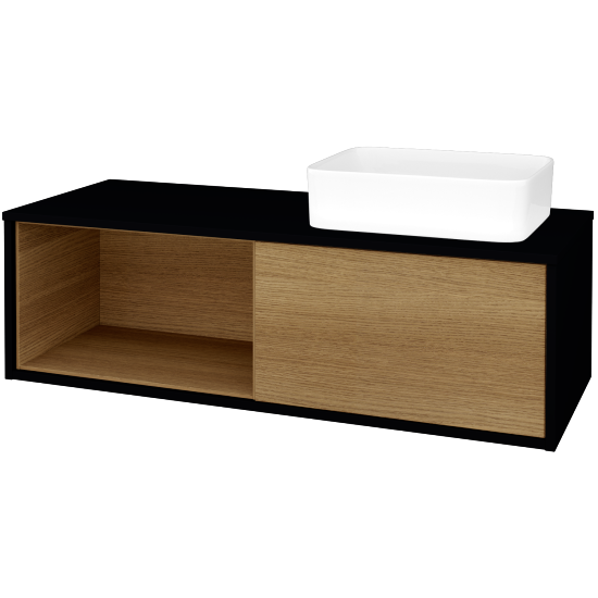 Skrinka pod umývadlo ARTEO SZZOL 120 (umývadlo Joy)  - M17 Čierna mat - D29 Honey - Nie