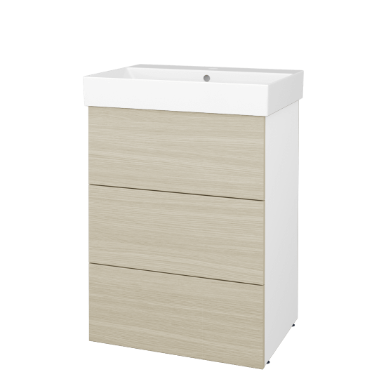 Skrinka pod umývadlo FLOOR SUZ3 60  - L01 Biela vysoký lesk - D04 Dub