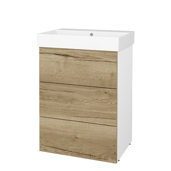 Skrinka pod umývadlo FLOOR SUZ3 60  - L01 Biela vysoký lesk - D26 Ontario