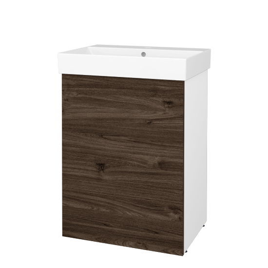 Skrinka pod umývadlo FLOOR SUD 60  - L01 Biela vysoký lesk - D25 Teak - Levé