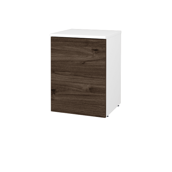 Nízka kúpeľňová skrinka FLOOR SND 40  - L01 Biela vysoký lesk - D25 Teak - Levé