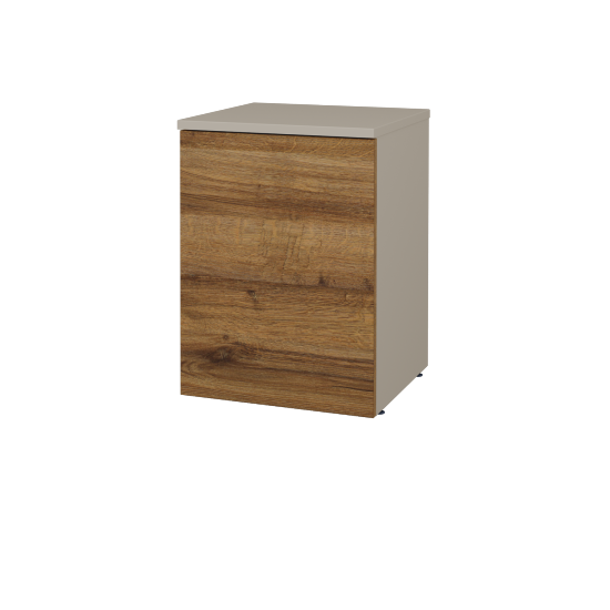 Nízka kúpeľňová skrinka FLOOR SND 40  - L04 Béžová vysoký lesk - D27 Cognac - Levé - Nie