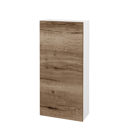Horná skrinka FLOOR SYD 40  - L01 Biela vysoký lesk - D21 Tobacco - Levé