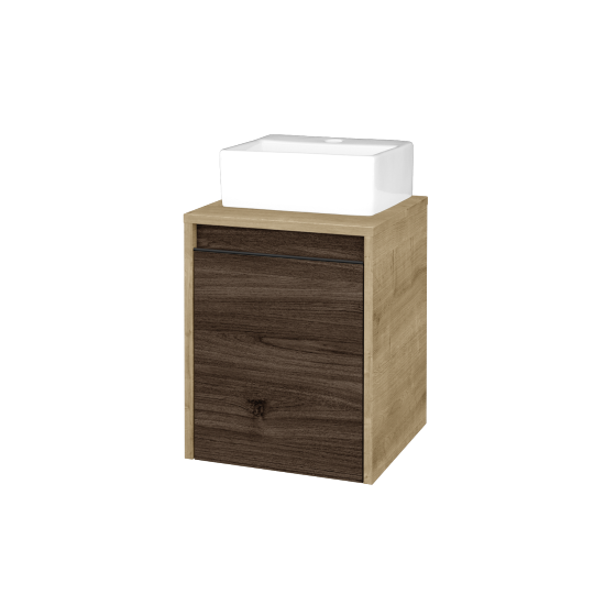 Skrinka pod umývadlo VISIT SZD 40 (umývadlo Gladi)  - D09 Arlington - Úchytka T33 - čierna mat - D25 Teak - Levé - Nie