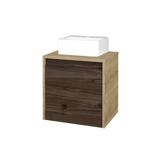 Skrinka pod umývadlo VISIT SZD 50 (umývadlo Gladi)  - D09 Arlington - Úchytka T33 - čierna mat - D25 Teak - Levé - Nie