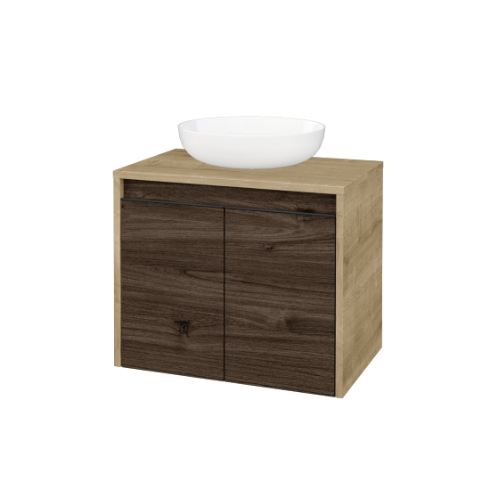 Skrinka pod umývadlo VISIT SZD2 60 (pre umývadlo Kaldewei Miena)  - D09 Arlington - Úchytka T33 - čierna mat - D25 Teak - Nie