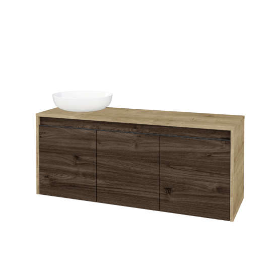 Skrinka pod umývadlo VISIT SZD3 120 (pre umývadlo Kaldewei Miena)  - D09 Arlington - Úchytka T33 - čierna mat - D25 Teak - Levé - Nie