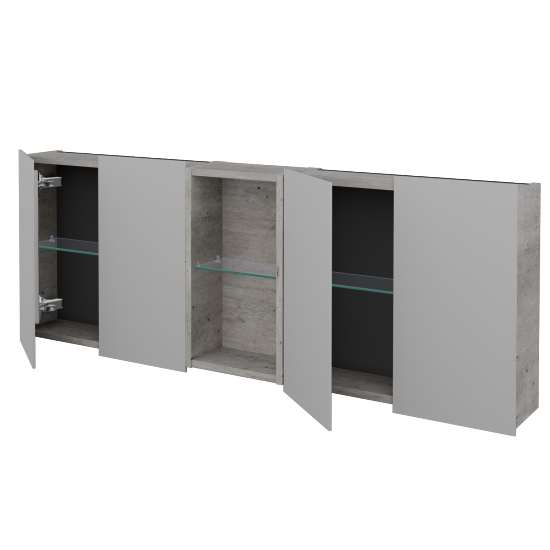 Štvordverová zrkadlová skrinka AVANTI GA4EO 140  - D01 Betón