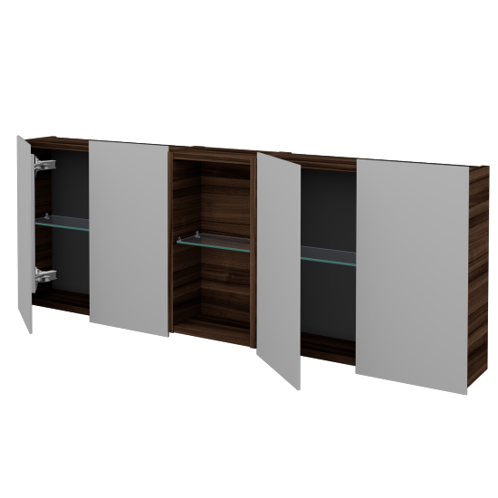 Štvordverová zrkadlová skrinka AVANTI GA4EO 140  - D06 Orech