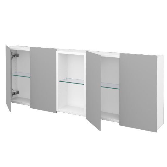 Štvordverová zrkadlová skrinka AVANTI GA4EO 140  - N01 Biela lesk