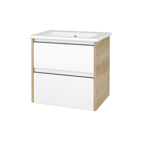 Skrinka pod umývadlo BONO SZZ2 60 (umývadlo Euphoria)  - D15 Nebraska - Úchytka T33 - čierna mat - N01 Biela lesk