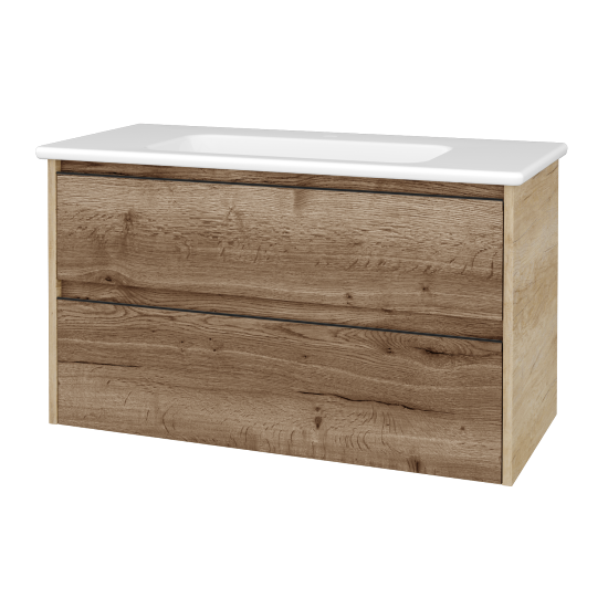 Skrinka pod umývadlo BONO SZZ2 100 (umývadlo Euphoria)  - D15 Nebraska - Úchytka T33 - čierna mat - D21 Tobacco