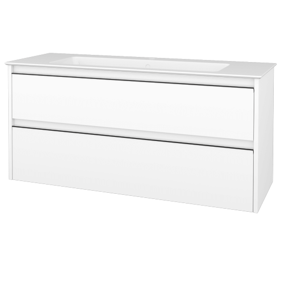 Skrinka pod umývadlo BONO SZZ2 120 (umývadlo Pura s 1 otvorem pre batériu)  - N01 Biela lesk - Úchytka T33 - čierna mat - N01 Biela lesk