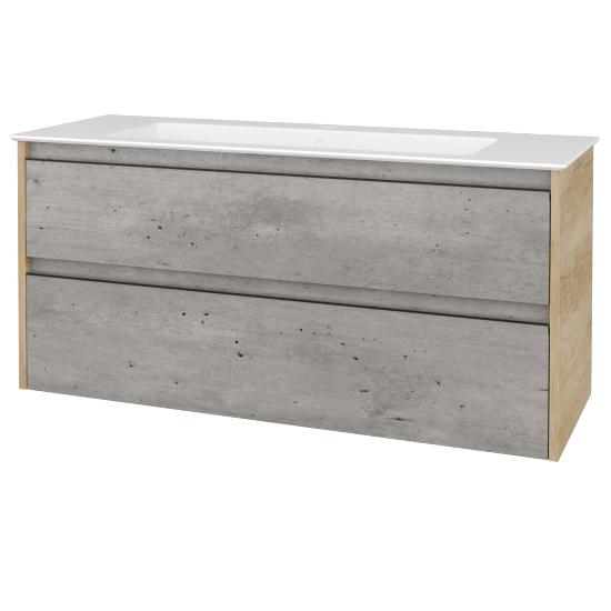 Skrinka pod umývadlo BONO SZZ2 120 (umývadlo Pura s 1 otvorem pre batériu)  - D15 Nebraska - Úchytka T33 - čierna mat - D01 Betón