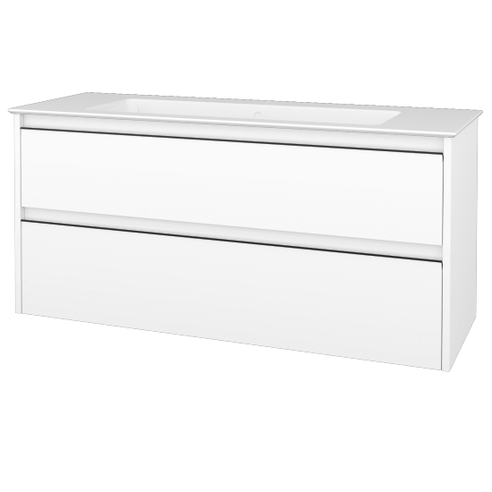 Skrinka pod umývadlo BONO SZZ2 120 (umývadlo Pura bez otvoru pre batériu)  - N01 Biela lesk - Úchytka T33 - čierna mat - N01 Biela lesk