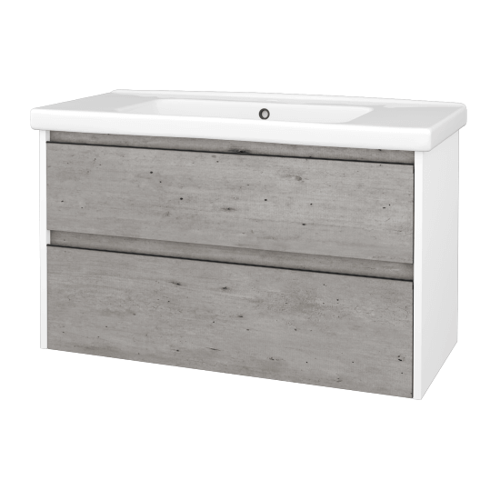 Skrinka pod umývadlo BONO SZZ2 100 (umývadlo Harmonia)  - N01 Biela lesk - Úchytka T33 - čierna mat - D01 Betón