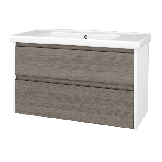 Skrinka pod umývadlo BONO SZZ2 100 (umývadlo Harmonia)  - N01 Biela lesk - Úchytka T33 - čierna mat - D03 Cafe