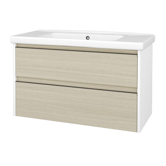 Skrinka pod umývadlo BONO SZZ2 100 (umývadlo Harmonia)  - N01 Biela lesk - Úchytka T33 - čierna mat - D04 Dub