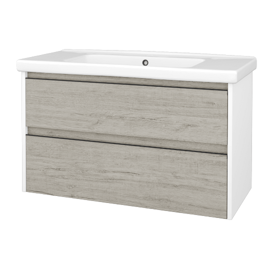 Skrinka pod umývadlo BONO SZZ2 100 (umývadlo Harmonia)  - N01 Biela lesk - Úchytka T33 - čierna mat - D05 Oregon