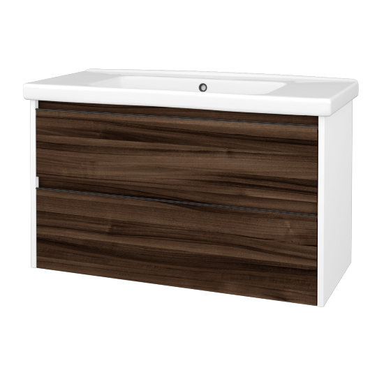 Skrinka pod umývadlo BONO SZZ2 100 (umývadlo Harmonia)  - N01 Biela lesk - Úchytka T33 - čierna mat - D06 Orech