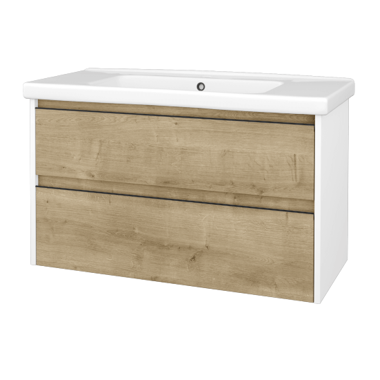 Skrinka pod umývadlo BONO SZZ2 100 (umývadlo Harmonia)  - N01 Biela lesk - Úchytka T33 - čierna mat - D09 Arlington