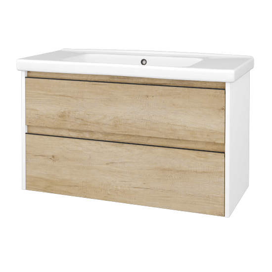 Skrinka pod umývadlo BONO SZZ2 100 (umývadlo Harmonia)  - N01 Biela lesk - Úchytka T33 - čierna mat - D15 Nebraska