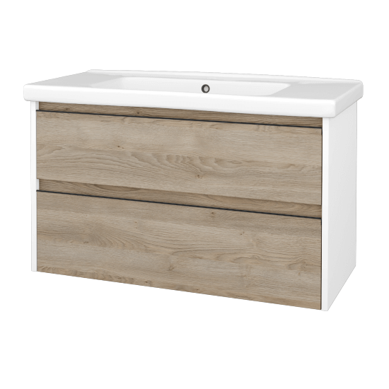 Skrinka pod umývadlo BONO SZZ2 100 (umývadlo Harmonia)  - N01 Biela lesk - Úchytka T33 - čierna mat - D17 Colorado