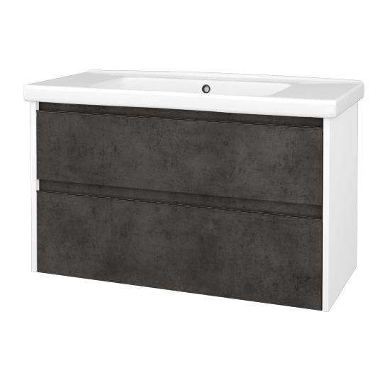 Skrinka pod umývadlo BONO SZZ2 100 (umývadlo Harmonia)  - N01 Biela lesk - Úchytka T33 - čierna mat - D16 Tmavý betón