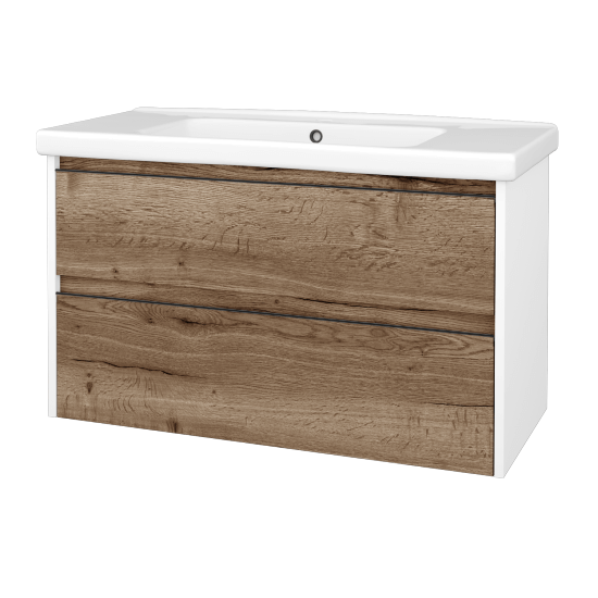 Skrinka pod umývadlo BONO SZZ2 100 (umývadlo Harmonia)  - N01 Biela lesk - Úchytka T33 - čierna mat - D21 Tobacco