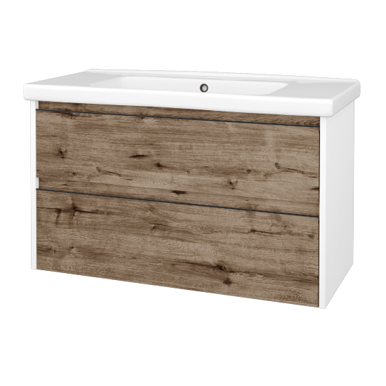 Skrinka pod umývadlo BONO SZZ2 100 (umývadlo Harmonia)  - N01 Biela lesk - Úchytka T33 - čierna mat - D23 Herkules