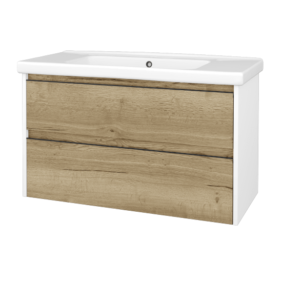 Skrinka pod umývadlo BONO SZZ2 100 (umývadlo Harmonia)  - N01 Biela lesk - Úchytka T33 - čierna mat - D26 Ontario