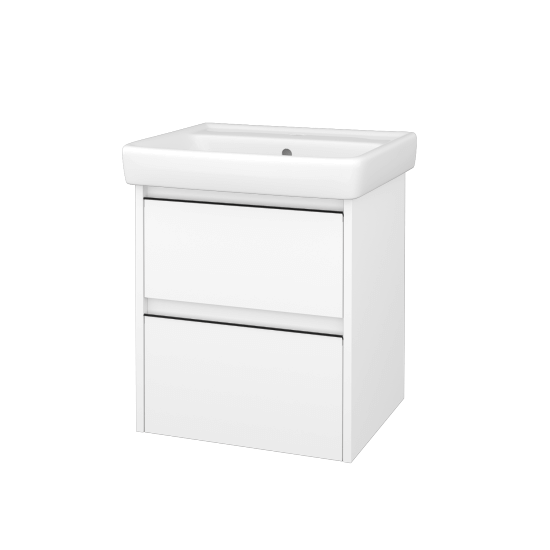 Skrinka pod umývadlo BONO SZZ2 55 (umývadlo Q)  - N01 Biela lesk - Úchytka T33 - čierna mat - N01 Biela lesk