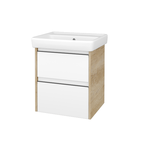 Skrinka pod umývadlo BONO SZZ2 55 (umývadlo Q)  - D15 Nebraska - Úchytka T33 - čierna mat - N01 Biela lesk