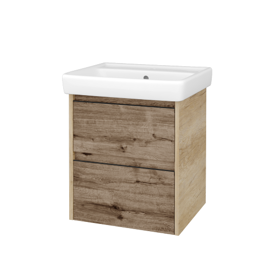 Skrinka pod umývadlo BONO SZZ2 55 (umývadlo Q)  - D15 Nebraska - Úchytka T33 - čierna mat - D23 Herkules