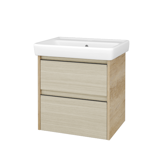 Skrinka pod umývadlo BONO SZZ2 60 (umývadlo Q)  - D15 Nebraska - Úchytka T33 - čierna mat - D04 Dub