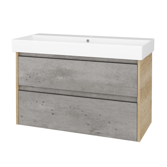 Skrinka pod umývadlo BONO SZZ2 100 (umývadlo Glance)  - D15 Nebraska - Úchytka T33 - čierna mat - D01 Betón