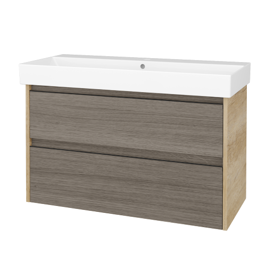 Skrinka pod umývadlo BONO SZZ2 100 (umývadlo Glance)  - D15 Nebraska - Úchytka T33 - čierna mat - D03 Cafe