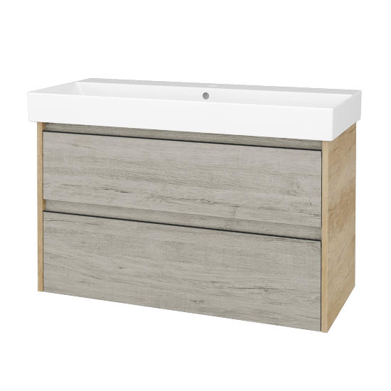 Skrinka pod umývadlo BONO SZZ2 100 (umývadlo Glance)  - D15 Nebraska - Úchytka T33 - čierna mat - D05 Oregon