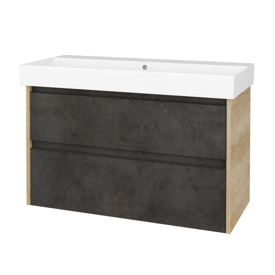 Skrinka pod umývadlo BONO SZZ2 100 (umývadlo Glance)  - D15 Nebraska - Úchytka T33 - čierna mat - D16 Tmavý betón