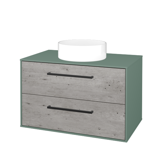 Skrinka pod umývadlo KVADRO SZZ2 80 (umývadlo Circo)  - M18 Mint mat - Úchytka T06 - D01 Betón - Nie