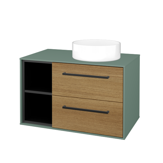 Skrinka pod umývadlo KVADRO SZZ2O2L 80 (umývadlo Circo)  - M18 Mint mat - Úchytka T06 - D29 Honey - Nie