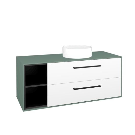 Skrinka pod umývadlo KVADRO SZZ2O2L 120 (umývadlo Circo)  - M18 Mint mat - Úchytka T06 - N01 Biela lesk - Nie