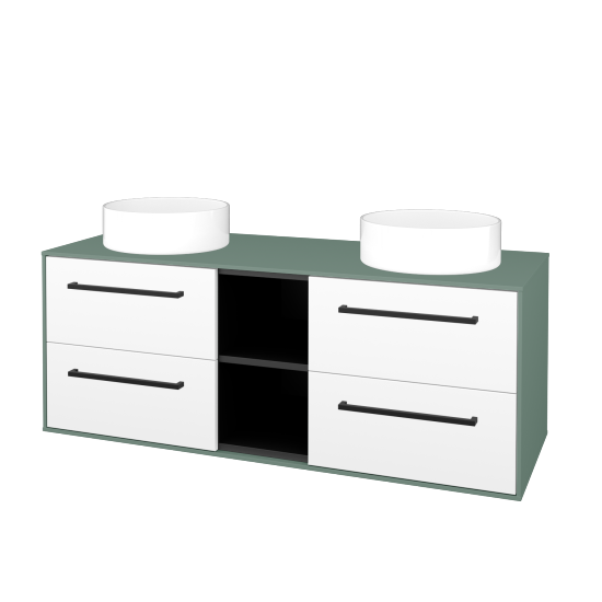 Skrinka pod umývadlo KVADRO SZZ4O2 130 (umývadla Circo)  - M18 Mint mat - Úchytka T06 - N01 Biela lesk - Nie