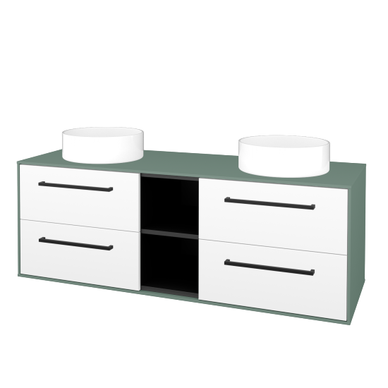 Skrinka pod umývadlo KVADRO SZZ4O2 140 (umývadla Circo)  - M18 Mint mat - Úchytka T06 - N01 Biela lesk - Nie