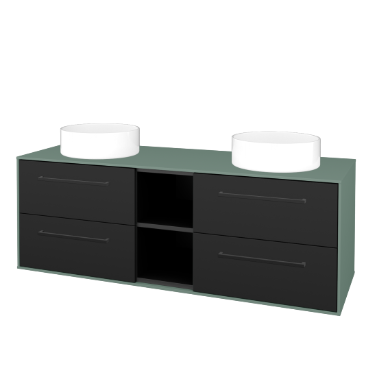 Skrinka pod umývadlo KVADRO SZZ4O2 140 (umývadla Circo)  - M18 Mint mat - Úchytka T06 - N03 Graphite - Nie